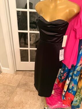 Katia Rae Strapless Black Silk Sheath Dress